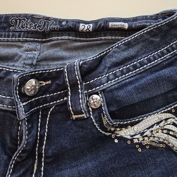 Miss Me Dark Blue Jeans with Gold and Silver Embellishments - Picture 4 of 4